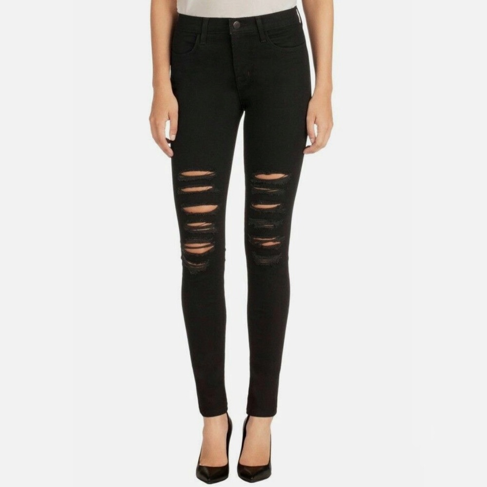 J Brand Maria ripped skinny jeans black heart size 27 distressed NWOT